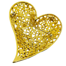 Load image into Gallery viewer, Vintage gold tone pearl massive heart designer brooch
