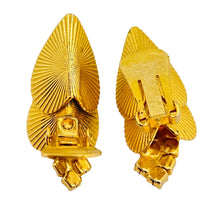 Load image into Gallery viewer, Vintage gold tone pearl pink rhinestones designer clip on earrings
