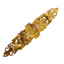 Load image into Gallery viewer, Vintage gold tone pearl rhinestones designer brooch
