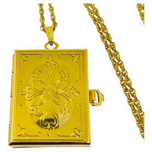 Load image into Gallery viewer, Vintage gold tone picture frame locket designer chain necklace
