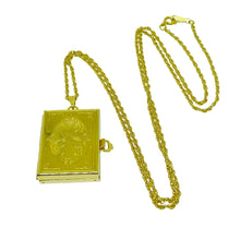 Load image into Gallery viewer, Vintage gold tone picture frame locket designer chain necklace
