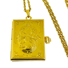 Load image into Gallery viewer, Vintage gold tone picture frame locket designer chain necklace
