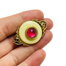 Load image into Gallery viewer, Vintage gold tone pink cream lucite designer brooch
