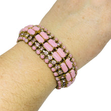 Load image into Gallery viewer, Vintage gold tone pink glass stones designer bracelet
