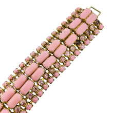 Load image into Gallery viewer, Vintage gold tone pink glass stones designer bracelet
