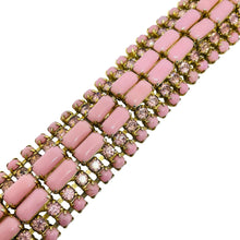 Load image into Gallery viewer, Vintage gold tone pink glass stones designer bracelet
