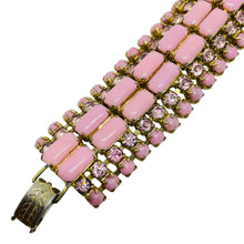 Load image into Gallery viewer, Vintage gold tone pink glass stones designer bracelet
