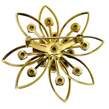 Load image into Gallery viewer, Vintage gold tone pink rhinestone flower designer brooch
