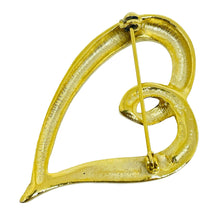 Load image into Gallery viewer, Vintage gold tone pink rhinestone heart designer brooch
