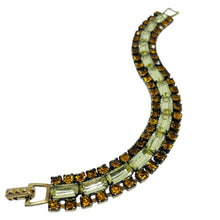 Load image into Gallery viewer, Vintage gold tone prong set rhinestone designer bracelet
