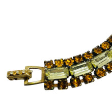 Load image into Gallery viewer, Vintage gold tone prong set rhinestone designer bracelet
