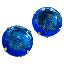Load image into Gallery viewer, Vintage gold tone purple blue watermelon glass designer clip on earrings
