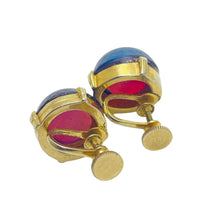 Load image into Gallery viewer, Vintage gold tone purple glass designer screw back earrings
