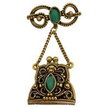 Load image into Gallery viewer, Vintage gold tone purse charm brooch
