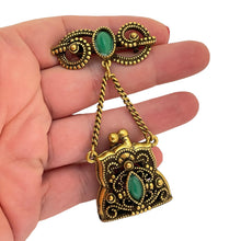 Load image into Gallery viewer, Vintage gold tone purse charm brooch
