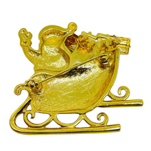 Load image into Gallery viewer, Vintage gold tone red enamel Christmas Santa designer brooch earrings set

