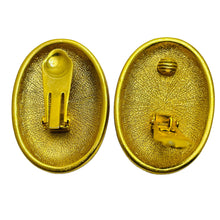 Load image into Gallery viewer, Vintage gold tone red enamel designer clip on earrings
