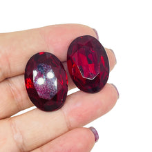 Load image into Gallery viewer, Vintage gold tone red glass designer clip on earrings
