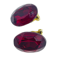 Load image into Gallery viewer, Vintage gold tone red glass designer clip on earrings
