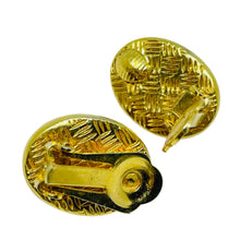 Load image into Gallery viewer, Vintage gold tone red glass designer clip on earrings
