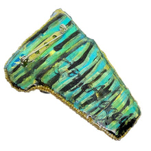 Load image into Gallery viewer, Vintage gold tone resin abstract artisan designer signed brooch
