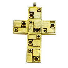 Load image into Gallery viewer, Vintage gold tone rhinestone Art Deco cross pendant
