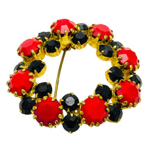 Load image into Gallery viewer, Vintage gold tone rhinestone designer brooch
