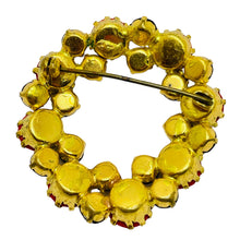 Load image into Gallery viewer, Vintage gold tone rhinestone designer brooch
