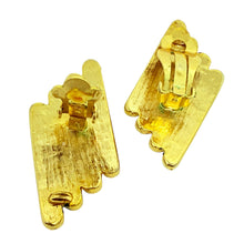 Load image into Gallery viewer, Vintage gold tone rhinestone designer clip on earrings
