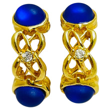 Load image into Gallery viewer, Vintage gold tone rhinestone designer clip on earrings

