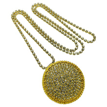 Load image into Gallery viewer, Vintage gold tone rhinestone designer necklace brooch
