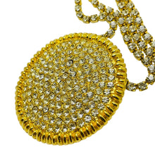 Load image into Gallery viewer, Vintage gold tone rhinestone designer necklace brooch
