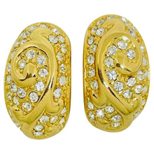 Load image into Gallery viewer, Vintage gold tone rhinestone designer post earrings
