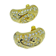 Load image into Gallery viewer, Vintage gold tone rhinestone designer post earrings
