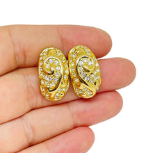 Load image into Gallery viewer, Vintage gold tone rhinestone designer post earrings
