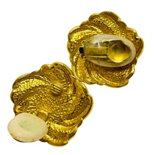 Load image into Gallery viewer, Vintage gold tone rhinestone designer runway clip on earrings
