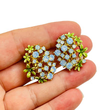 Load image into Gallery viewer, Vintage gold tone rhinestone enamel designer clip on earrings

