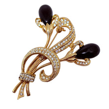 Load image into Gallery viewer, Vintage gold tone rhinestone flower brooch
