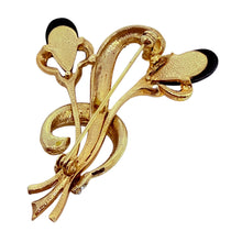 Load image into Gallery viewer, Vintage gold tone rhinestone flower brooch
