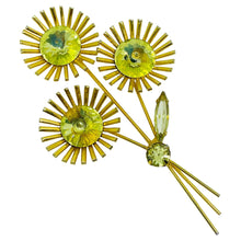 Load image into Gallery viewer, Vintage gold tone rhinestone flower designer brooch
