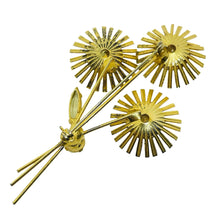 Load image into Gallery viewer, Vintage gold tone rhinestone flower designer brooch
