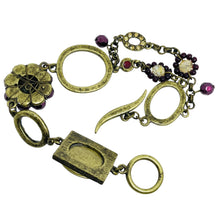 Load image into Gallery viewer, Vintage gold tone rhinestone glass toggle clasp designer bracelet
