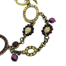 Load image into Gallery viewer, Vintage gold tone rhinestone glass toggle clasp designer bracelet
