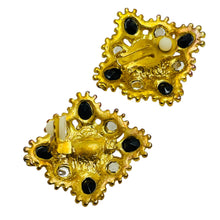 Load image into Gallery viewer, Vintage gold tone rhinestone maltese cross designer clip on earrings
