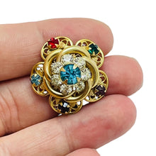Load image into Gallery viewer, Vintage gold tone rhinestone small brooch
