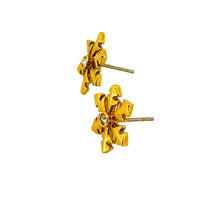 Load image into Gallery viewer, Vintage gold tone rhinestone snowflake post earrings
