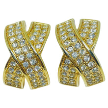 Load image into Gallery viewer, Vintage gold tone rhinestone stud earrings
