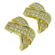 Load image into Gallery viewer, Vintage gold tone rhinestone stud earrings
