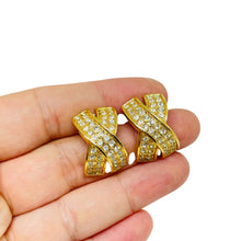 Load image into Gallery viewer, Vintage gold tone rhinestone stud earrings
