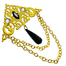 Load image into Gallery viewer, Vintage gold tone rhinestones dangle designer brooch
